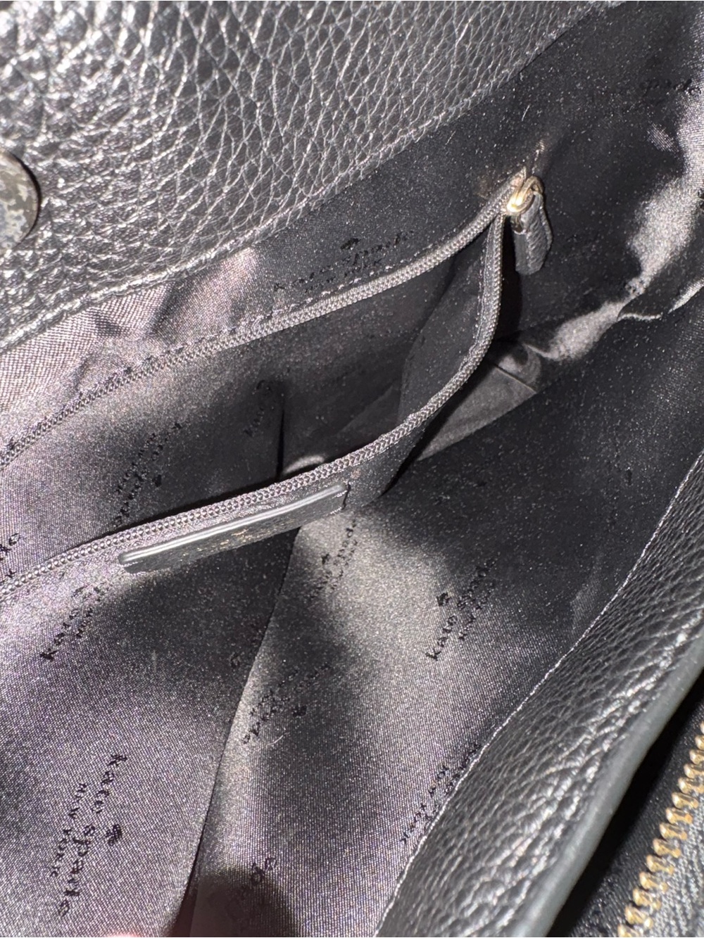 kate spade Black Pebbled Leather Shoulder Tote with Gold Accents - Picture 10 of 13